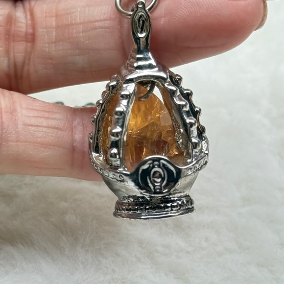 Silver and Orange Pendant Necklace - Picture 4 of 10